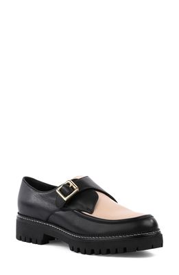 Seychelles Catch Me Monk Strap Loafer in Black/White Leather