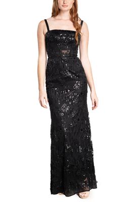 Dress the Population Aria Sequin Gown in Black Multi