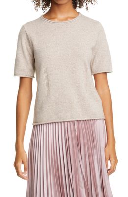 Club Monaco Short Sleeve Cashmere Sweater in Taupe Multi