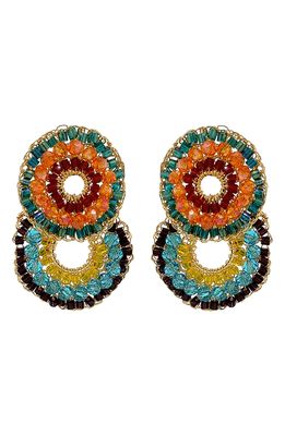 Lavish by Tricia Milaneze Beaded Crochet Drop Earrings in Teal Multi