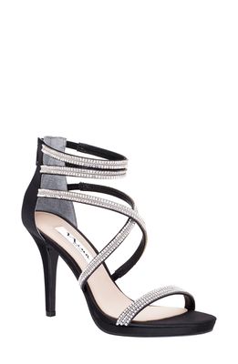 Nina Roelyn Sandal in Black Luster Satin