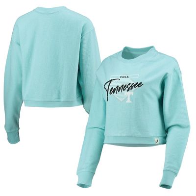 Women's League Collegiate Wear Light Blue Tennessee Volunteers Corded Timber Cropped Pullover Sweatshirt
