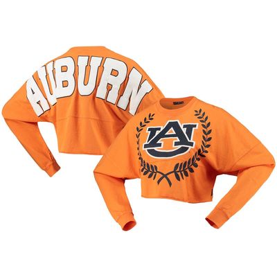 SPIRIT JERSEY Women's Orange Auburn Tigers Laurels Crop Long Sleeve T-Shirt