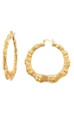 The M Jewelers The Bamboo Textured Hoop Earrings in Gold