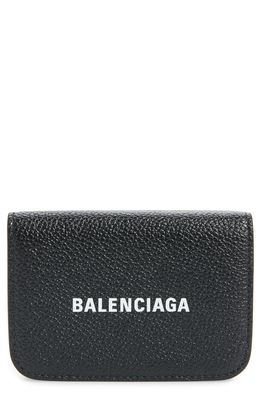 Balenciaga Mini Cash Logo Leather Wallet in Black/L White