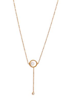 Knotty Imitation Pearl Y-Necklace in Gold