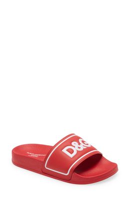 Dolce & Gabbana Logo Slide Sandal in Red/White