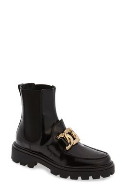 Tod's Chain Detail Lug Sole Bootie in Nero