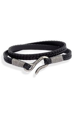 Caputo & Co. Men's Embossed Braid Double Wrap Bracelet in Black