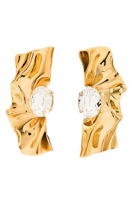 Sterling King Pleat Crystal Earrings in Gold