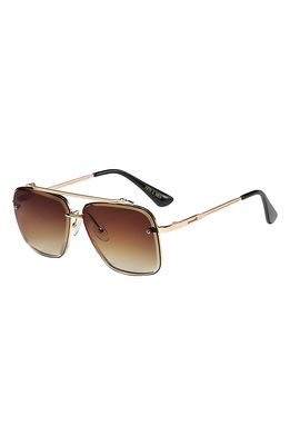 Fifth & Ninth Memphis 62mm Aviator Sunglasses in Gold/Brown