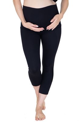 Angel Maternity Sports 3/4 Maternity Leggings in Black