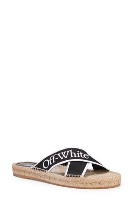 Off-White Logo Cross Strap Espadrille Slide Sandal in Black/White