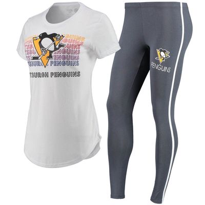 Women's Concepts Sport White/Charcoal Pittsburgh Penguins Sonata T-Shirt & Leggings Set
