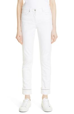 Fabiana Filippi Beaded Cuff Slim Fit Jeans in White