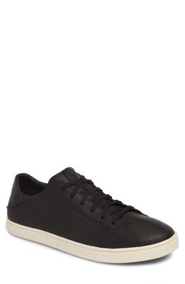 OluKai Kahu Pahana Sneaker in Black/Bone Leather