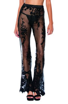 Hauty Embroidered Lace Flare Pants in Black