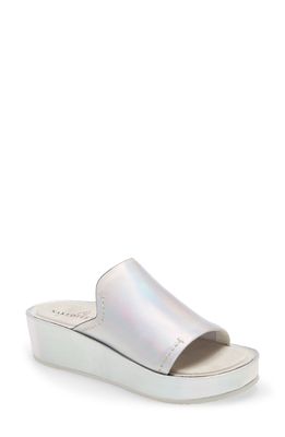 Naked Feet Reno Platform Slide Sandal in Silver Leather
