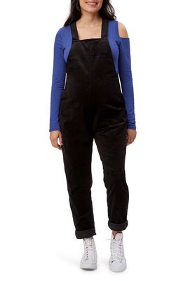 Stowaway Collection Corduroy Maternity Overalls in Black