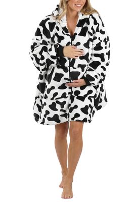 Moozie Maternity Hooded Blanket Jacket in White And Black