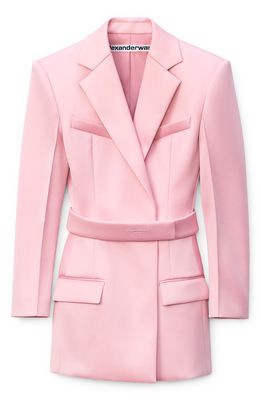 Alexander Wang Belted Satin Blazer Dress in Prism Pink