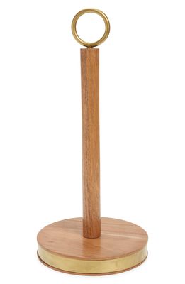 Nordstrom Acacia Wood Paper Towel Holder in Brushed Gold