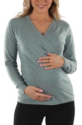 Angel Maternity Crossover Maternity/Nursing Top in Sage