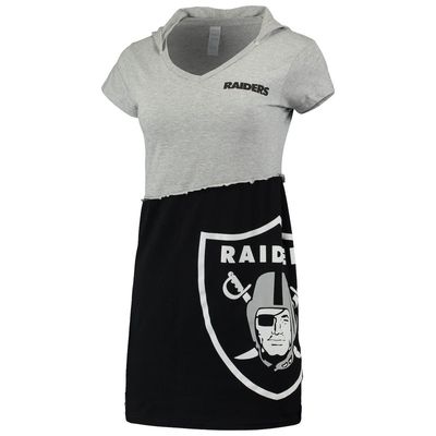 Women's Refried Apparel Gray/Black Las Vegas Raiders Sustainable Hooded Mini Dress