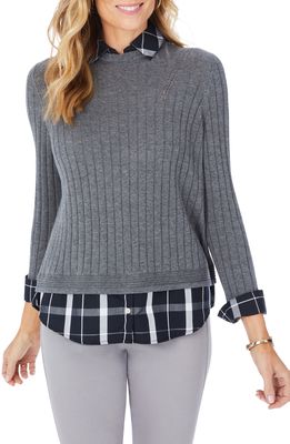 Foxcroft Grant Layered Sweater in Charcoal