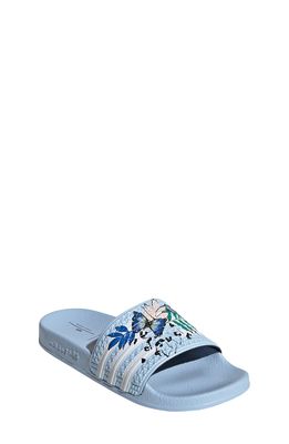 adidas Adilette Slide Sandal in Clear Sky/Footwear White