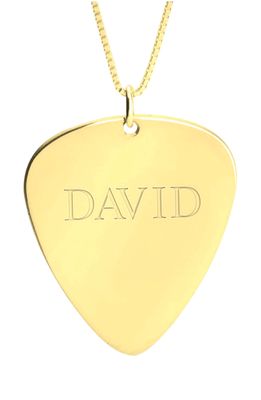 MELANIE MARIE Personalized Guitar Pick Pendant Necklace in Gold Plated