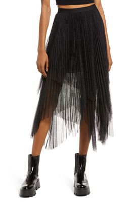 AllSaints Veena Asymmetric Skirt in Metallic Black