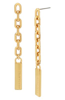 AllSaints Chain Link Linear Drop Earrings in Gold