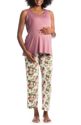 Everly Grey Jacqueline Maternity/Nursing Tank & Pants in Beige Floral