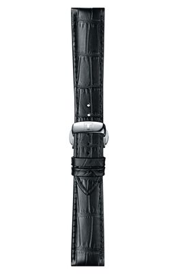 Tissot 21mm Croc Embossed Leather Watch Strap in Black