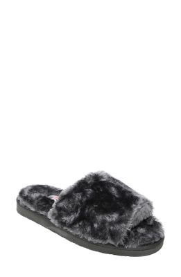 Minnetonka Faux Fur Slide Slipper in Charcoal