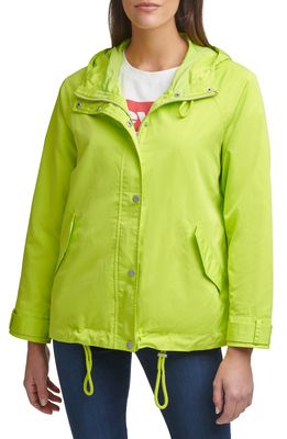 levi's Water Resistant Hooded Rain Jacket in Lime Punch