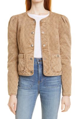 Veronica Beard Camilla Stretch Cotton Quilted Jacket in Tan Sierra