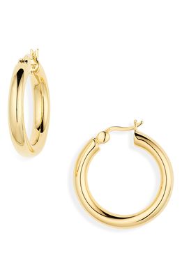 Tom Wood Medium Thick Classic Hoop Earrings in Sterling Silver /9K Gold