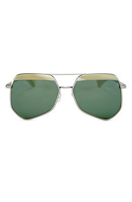 Grey Ant Hexcelled 59mm Aviator Sunglasses in Silver/Green