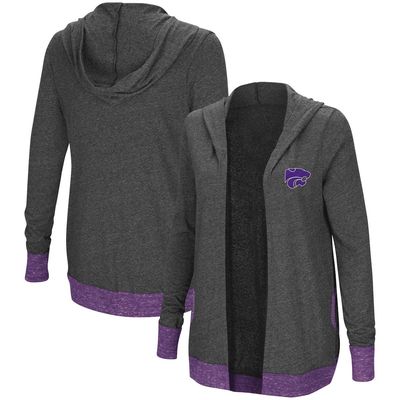 Women's Colosseum Charcoal Kansas State Wildcats Steeplechase Open Cardigan with Hood