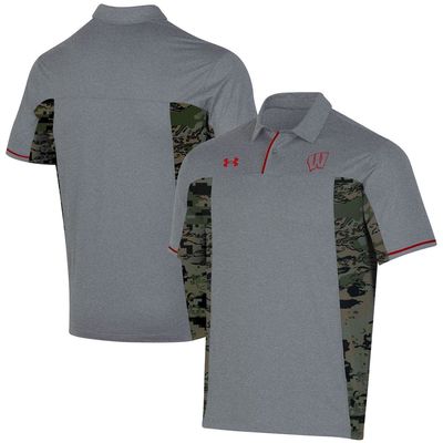 Men's Under Armour Gray Wisconsin Badgers Freedom Polo