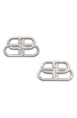 Balenciaga BB Logo Stud Earrings in Silver