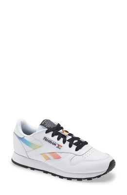 Reebok All Types of Love Classic Leather Sneaker in White/White/Black