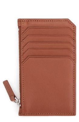ROYCE New York Zip Leather Card Case in Tan