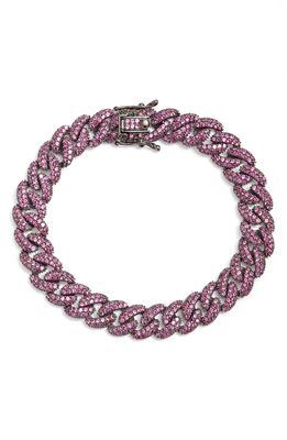 SHYMI Cuban Chain Pave Bracelet in Black Rhodium/Pink