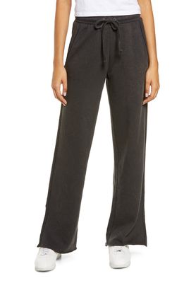 Alternative Women's Loopside Slit Hem French Terry Lounge Pants in Shadow Crinkle