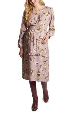 Everly Grey Jenny Floral Long Sleeve Maternity/Nursing Dress in Mauve Floral