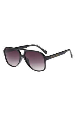 Fifth & Ninth Kingston Aviator 60mm Oval Sunglasses in Black/Black
