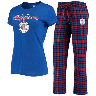 Women's Concepts Sport Royal/Red LA Clippers Lodge T-Shirt and Pants Sleep Set